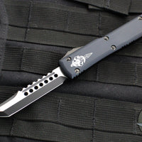 Microtech Ultratech OTF Knife- Hellhound Tanto- Black Handle- Two Tone DLC Blade- Black Hardware 119-1 DLCT 2019