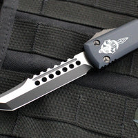 Microtech Ultratech OTF Knife- Hellhound Tanto- Black Handle- Two Tone DLC Blade- Black Hardware 119-1 DLCT 2019