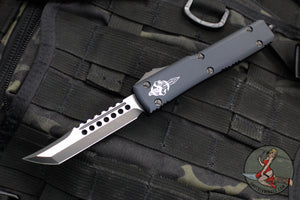 Microtech Ultratech OTF Knife- Hellhound Tanto- Black Handle- Two Tone DLC Blade- Black Hardware 119-1 DLCT 2019