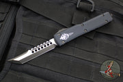 Microtech Ultratech OTF Knife- Hellhound Tanto- Black Handle- Two Tone DLC Blade- Black Hardware 119-1 DLCT 2019