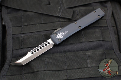 Microtech Ultratech OTF Knife- Hellhound Tanto- Black Handle- Two Tone DLC Blade- Black Hardware 119-1 DLCT 2019