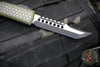Microtech Ultratech OTF Knife- Hellhound Edge- Hex Pattern Weathered OD Green Handle- Distressed Black Blade 119-1 HXWODS