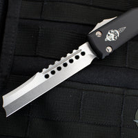 USED- Microtech Ultratech OTF Knife- Hellhound Razer- Black Handle- Stonewash Blade 119R-10 S