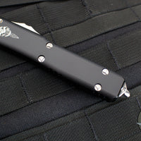 USED- Microtech Ultratech OTF Knife- Hellhound Razer- Black Handle- Stonewash Blade 119R-10 S