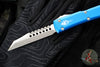 Microtech Ultratech OTF Knife- Warhound- Blue Handle- Stonewash Blade 119W-10 BLS