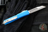 Microtech Ultratech OTF Knife- Warhound- Blue Handle- Stonewash Blade 119W-10 BLS