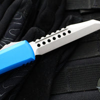 Microtech Ultratech OTF Knife- Warhound- Blue Handle- Stonewash Blade 119W-10 BLS