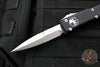 Microtech Ultratech OTF Knife- Bayonet Edge- Black Handle- Stonewash Part Serrated Blade 120-11