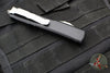 Microtech Ultratech OTF Knife- Bayonet Edge- Black Handle- Stonewash Part Serrated Blade 120-11