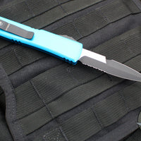 Microtech Ultratech OTF Knife- Bayonet Edge- Turquoise Handle- Black Part Serrated Blade 120-2 TQ
