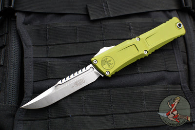Microtech Combat Troodon Gen III OTF Knife- Interceptor Edge- Green Handle- Stonewash Blade 1207-10 ODS Gen III 2024