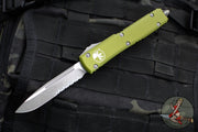 Microtech Ultratech OTF Auto Knife- Single Edge- OD Green Handle- Apocalyptic Part Serrated Blade 121-11 APOD