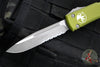 Microtech Ultratech OTF Auto Knife- Single Edge- OD Green Handle- Apocalyptic Part Serrated Blade 121-11 APOD