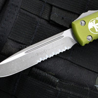 Microtech Ultratech OTF Auto Knife- Single Edge- OD Green Handle- Apocalyptic Part Serrated Blade 121-11 APOD
