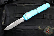 Microtech Ultratech OTF Knife- Single Edge- Turquoise Handle- Apocalyptic Part Serrated Blade 121-11 APTQ