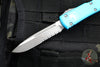 Microtech Ultratech OTF Knife- Single Edge- Turquoise Handle- Apocalyptic Part Serrated Blade 121-11 APTQ
