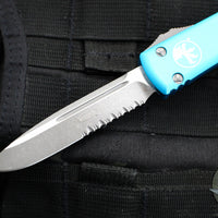 Microtech Ultratech OTF Knife- Single Edge- Turquoise Handle- Apocalyptic Part Serrated Blade 121-11 APTQ