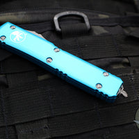 Microtech Ultratech OTF Knife- Single Edge- Turquoise Handle- Apocalyptic Part Serrated Blade 121-11 APTQ