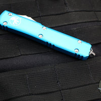 Microtech Ultratech OTF Knife- Single Edge- Turquoise Handle- Stonewash Part Serrated Blade 121-11 TQ