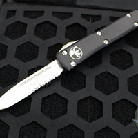 Microtech Ultratech OTF Knife- Black Handle- Stonewash Part Serrated Blade 121-11