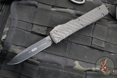 Microtech Ultratech OTF Auto Knife- Single Edge- Tactical- Carbon Fiber Top- Black DLC Finished Blade 121-1 DLCCFT 2019