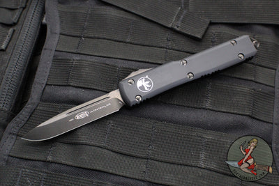 Microtech Ultratech OTF Knife- Single Edge- Tactical- Black Handle- DLC Black Blade 121-1 DLCT v2