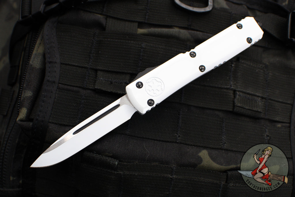 Microtech Stormtrooper Ultratech OTF Knife- Single Edge- White Handle- White Plain Edge Blade 121-1 STD SN063