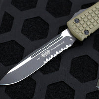 Microtech Ultratech OTF Knife- Single Edge- Frag Pattern OD Green G-10 Top- Black Part Serrated Edge Blade 121-2 FRGTODS