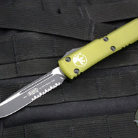 Microtech Ultratech OTF Knife- Single Edge- OD Green Handle- Part Serrated Blade 121-2 OD