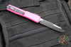 Microtech Ultratech OTF Knife- Single Edge- Pink Handle- Black Part Serrated Blade 121-2 PK