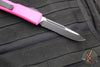 Microtech Ultratech OTF Knife- Single Edge- Pink Handle- Black Part Serrated Blade 121-2 PK
