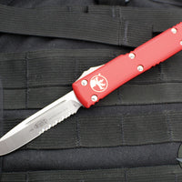 Microtech Ultratech OTF Knife- Single Edge- Red Handle- Satin Part Serrated Blade 121-5 RD