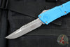 Microtech Combat Troodon Gen III OTF Knife- Interceptor Edge- Blue Handle- Apocalyptic Finished Blade 1217-10 APBLS