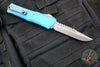 Microtech Combat Troodon Gen III OTF Knife- Interceptor Edge- Blue Handle- Apocalyptic Finished Blade 1217-10 APBLS