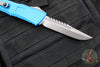 Microtech Combat Troodon Gen III OTF Knife- Interceptor Edge- Blue Handle- Apocalyptic Finished Blade 1217-10 APBLS