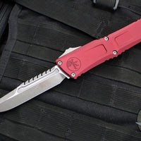 Microtech Combat Troodon Gen III OTF Knife- Interceptor Edge- Merlot Red Handle- Apocalyptic Finished Blade 1217-10 APMRS