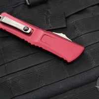 Microtech Combat Troodon Gen III OTF Knife- Interceptor Edge- Merlot Red Handle- Apocalyptic Finished Blade 1217-10 APMRS