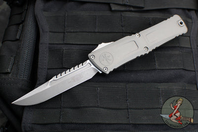 Microtech Combat Troodon Gen III OTF Knife- Interceptor Edge- Natural Clear Handle- Apocalyptic Finished Blade 1217-10 APNCS