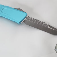 Microtech Combat Troodon Gen III OTF Knife- Interceptor Edge- Turquoise Handle- Apocalyptic Plain Edge Blade 1217-10 APTQS