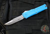 Microtech Combat Troodon Gen III OTF Knife- Interceptor Edge- Blue Handle- Stonewash Blade 1217-10 BLS Gen III