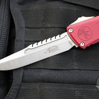 Microtech Combat Troodon Gen III OTF Knife- Interceptor Edge- Merlot Red Handle- Stonewash Blade 1217-10 MRS Gen III