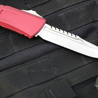 Microtech Combat Troodon Gen III OTF Knife- Interceptor Edge- Merlot Red Handle- Stonewash Blade 1217-10 MRS Gen III