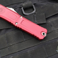 Microtech Combat Troodon Gen III OTF Knife- Interceptor Edge- Merlot Red Handle- Stonewash Blade 1217-10 MRS Gen III