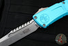 Microtech Combat Troodon Gen III OTF Knife- Interceptor Edge- Turquoise Handle- Stonewash Blade 1217-10 TQS Gen III