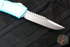 Microtech Combat Troodon Gen III OTF Knife- Interceptor Edge- Turquoise Handle- Stonewash Blade 1217-10 TQS Gen III