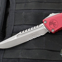 Microtech Combat Troodon Gen III OTF Knife- Interceptor Edge- Merlot Red Handle- Apocalyptic Part Serrated Blade 1217-11 MRS