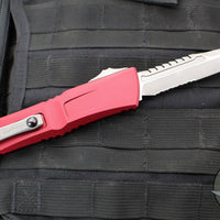 Microtech Combat Troodon Gen III OTF Knife- Interceptor Edge- Merlot Red Handle- Apocalyptic Part Serrated Blade 1217-11 MRS
