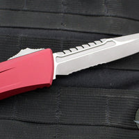 Microtech Combat Troodon Gen III OTF Knife- Interceptor Edge- Merlot Red Handle- Apocalyptic Part Serrated Blade 1217-11 MRS