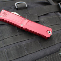Microtech Combat Troodon Gen III OTF Knife- Interceptor Edge- Merlot Red Handle- Apocalyptic Part Serrated Blade 1217-11 MRS