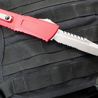 Microtech Combat Troodon Gen III OTF Knife- Interceptor Edge- Red Handle- Apocalyptic Part Serrated Blade 1217-11 APRDS